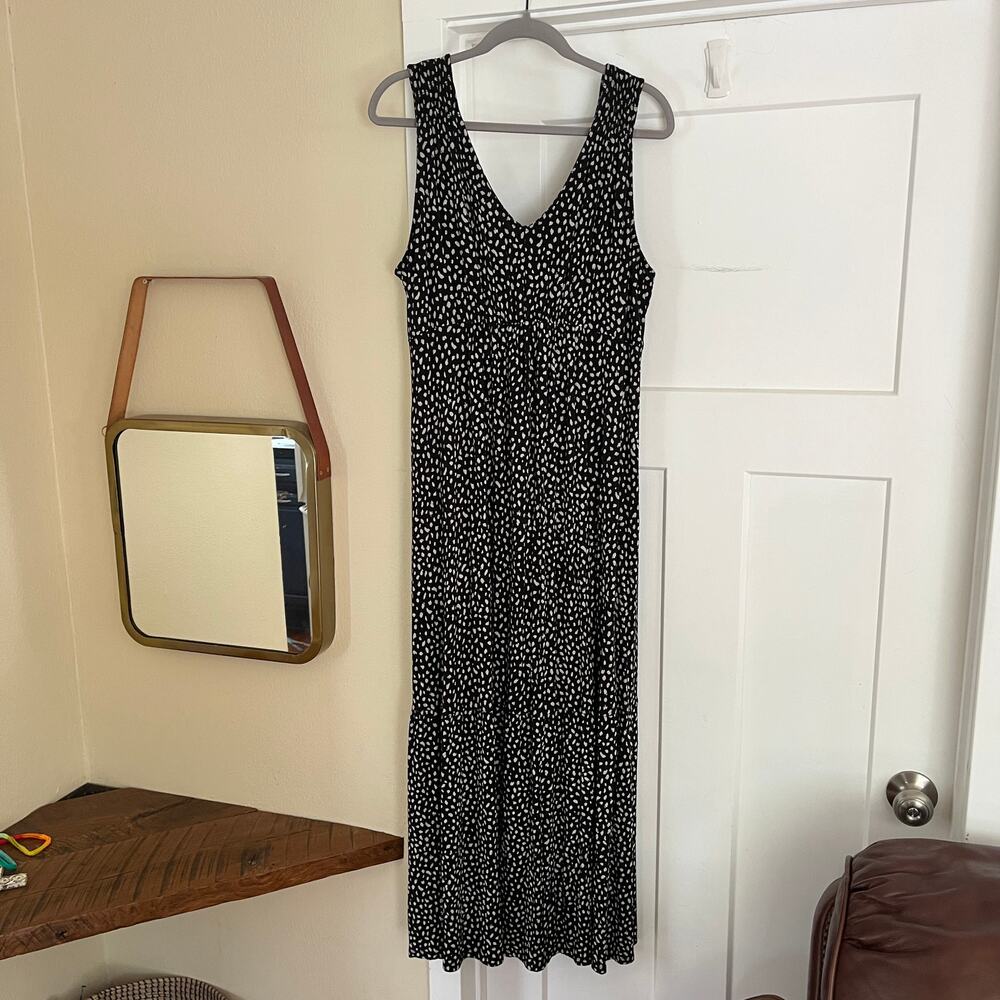 Isabel Maternity Tiered Maxi Dress XXL Dot Print Black and White